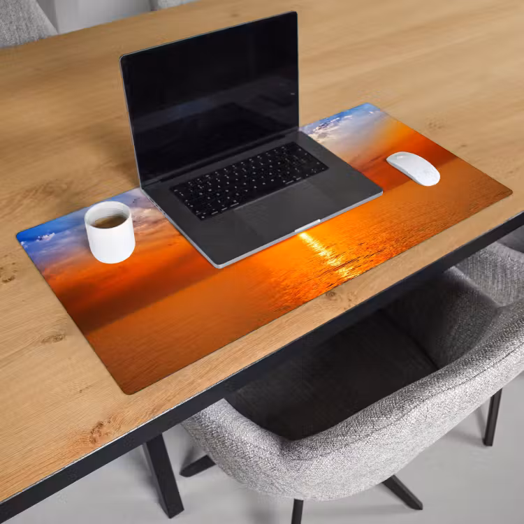 Bureau onderlegger - Zonsondergang - Zee - Lucht - Oranje - Horizon - Water — 2