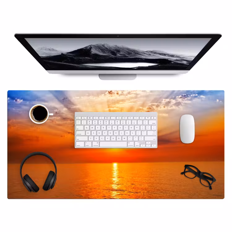 Bureau onderlegger - Zonsondergang - Zee - Lucht - Oranje - Horizon - Water — 3