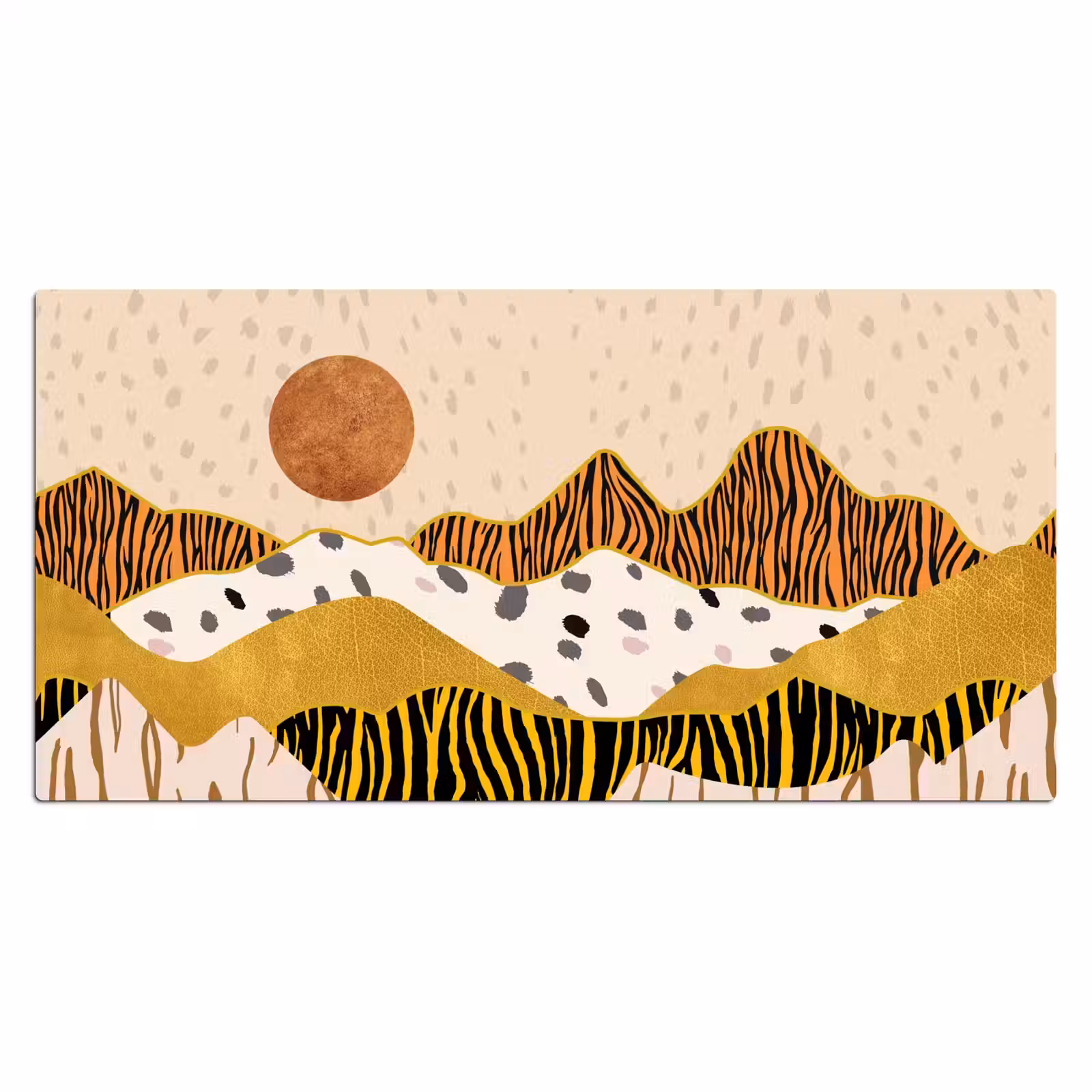 Bureau onderlegger - Tijgerprint - Pastel - Goud - Print - Tijger - Abstract — 1