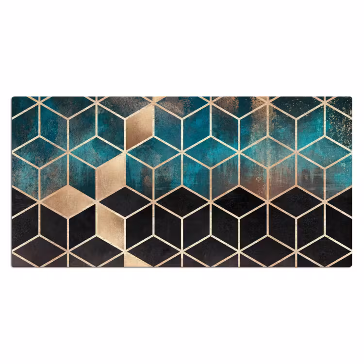 Bureau onderlegger - Abstract - Kubus - Goud - Patronen - Luxe — 1