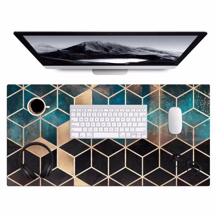 Bureau onderlegger - Abstract - Kubus - Goud - Patronen - Luxe — 3