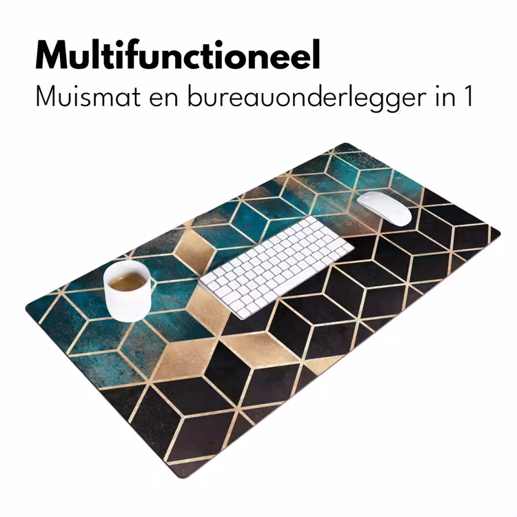 Bureau onderlegger - Abstract - Kubus - Goud - Patronen - Luxe — 6