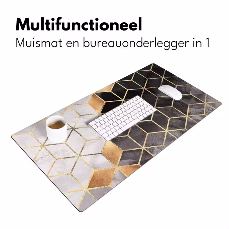 Bureau onderlegger - Abstract - Kubus - Goud - Patronen - Zwart - Wit — 6