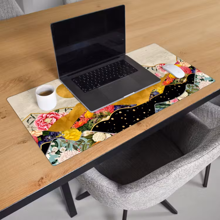 Bureau onderlegger - Goud - Bloemen - Print - Abstract - Landschap - Patronen — 2