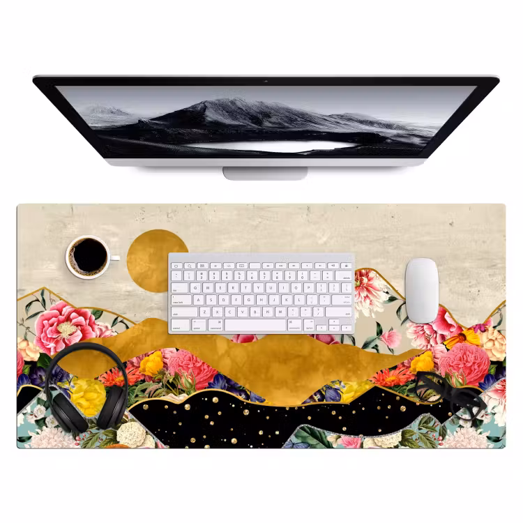 Bureau onderlegger - Goud - Bloemen - Print - Abstract - Landschap - Patronen — 3