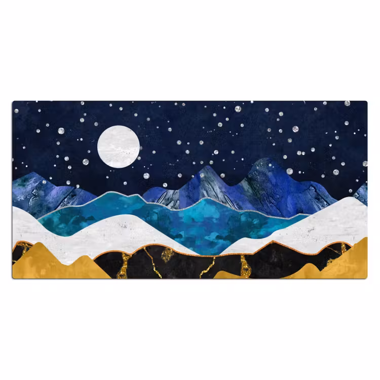 Bureau onderlegger - Nacht - Goud - Marmer - Abstract - Landschap - Berg — 1