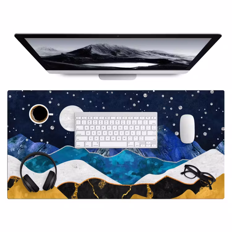 Bureau onderlegger - Nacht - Goud - Marmer - Abstract - Landschap - Berg — 3