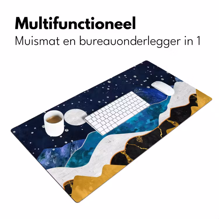 Bureau onderlegger - Nacht - Goud - Marmer - Abstract - Landschap - Berg — 6