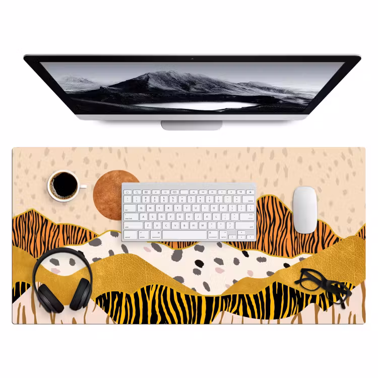 Bureau onderlegger - Tijgerprint - Pastel - Goud - Print - Tijger - Abstract — 3