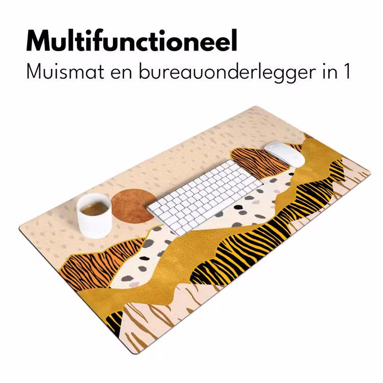 Bureau onderlegger - Tijgerprint - Pastel - Goud - Print - Tijger - Abstract — 6
