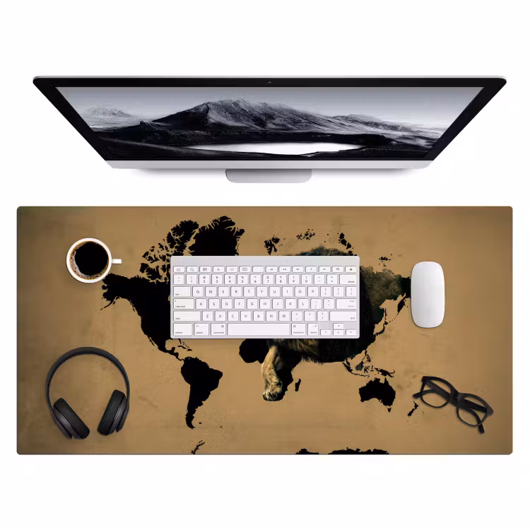 Bureau onderlegger - Wereldkaart - Bruin - Leeuw — 3