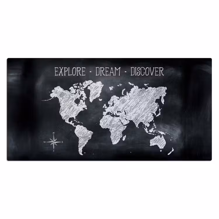 Bureau onderlegger - Wereldkaart - Krijtbord - Quote — 1