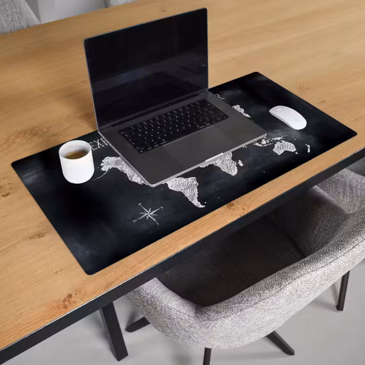 Bureau onderlegger - Wereldkaart - Krijtbord - Quote — 2