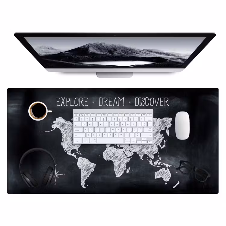 Bureau onderlegger - Wereldkaart - Krijtbord - Quote — 3