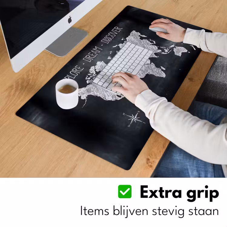 Bureau onderlegger - Wereldkaart - Krijtbord - Quote — 5