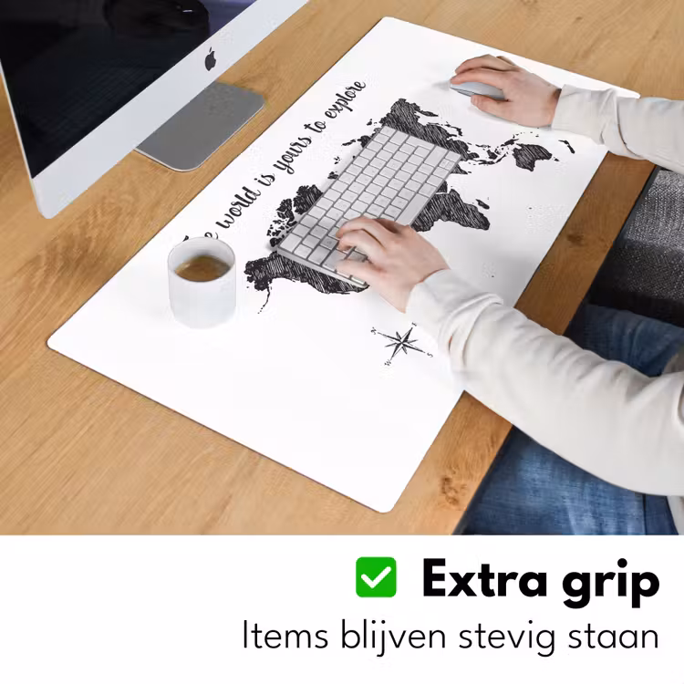Bureau onderlegger - Wereldkaart - Quote - Zwart - Wit — 5