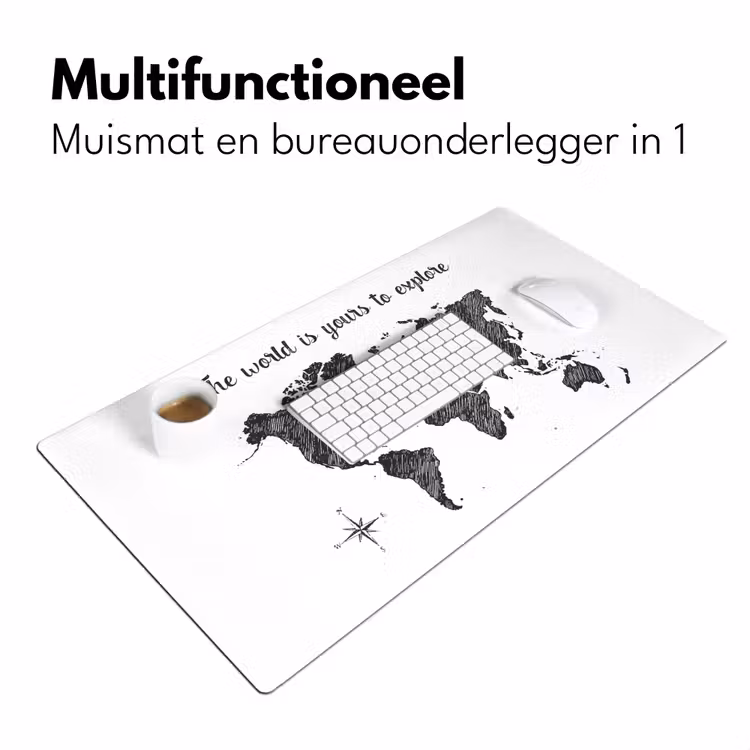 Bureau onderlegger - Wereldkaart - Quote - Zwart - Wit — 6