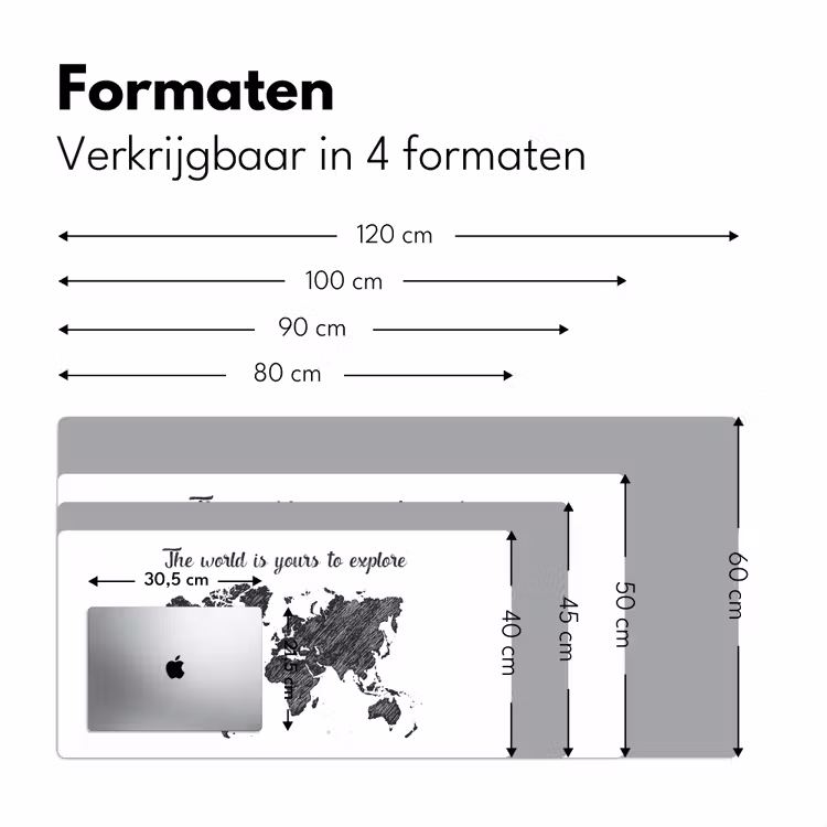 Bureau onderlegger - Wereldkaart - Quote - Zwart - Wit — 7