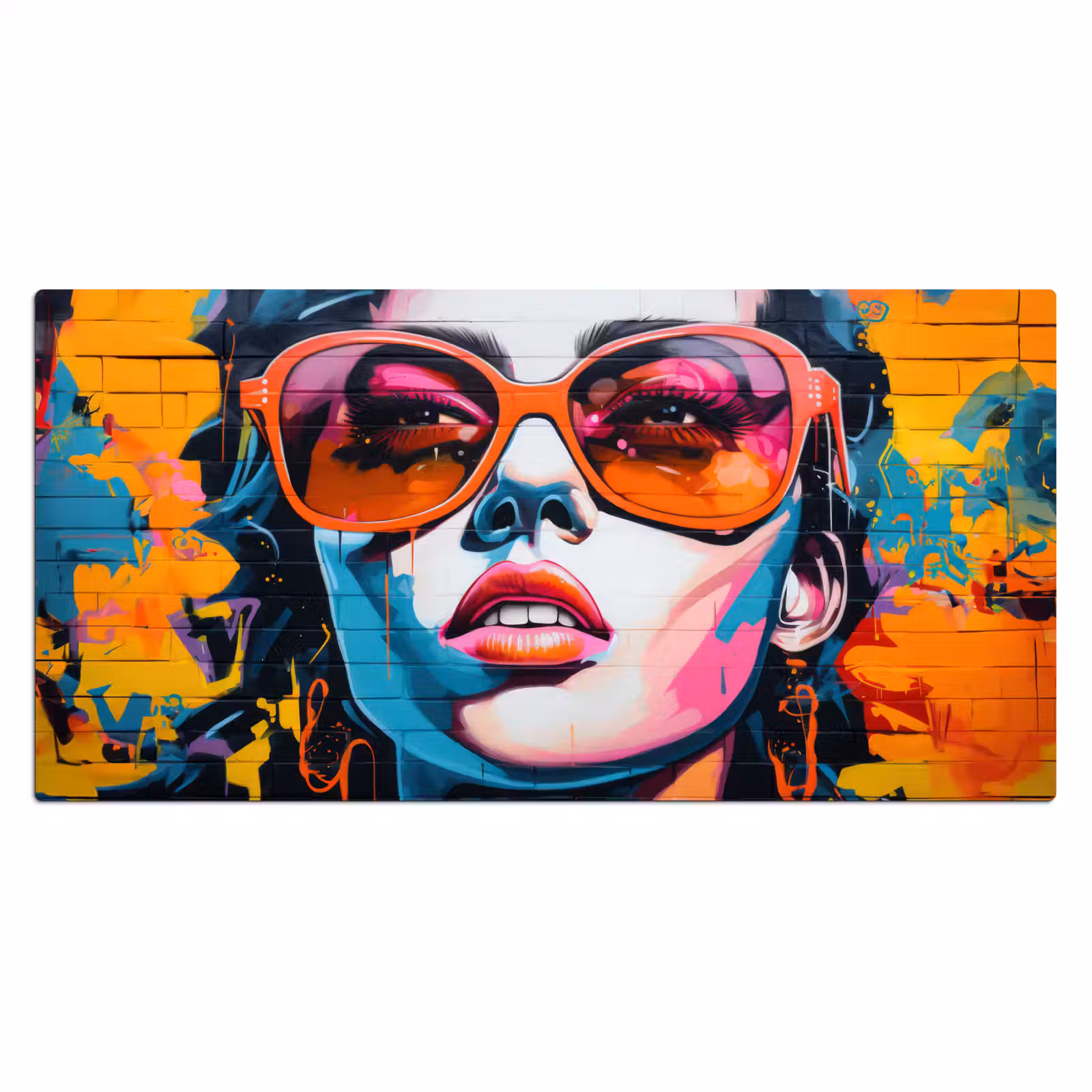 Bureau onderlegger - Vrouw - Bril - Kleuren - Graffiti — 1