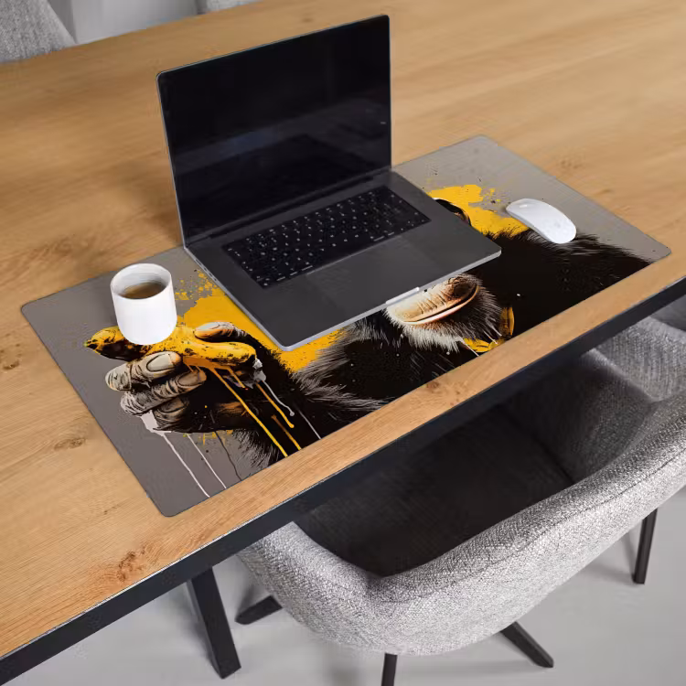 Bureau onderlegger - Aap - Chimpansee - Banaan - Geel - Dieren - Stropdas — 2