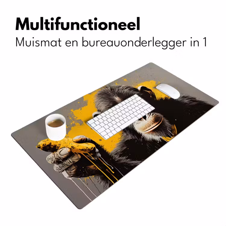 Bureau onderlegger - Aap - Chimpansee - Banaan - Geel - Dieren - Stropdas — 6