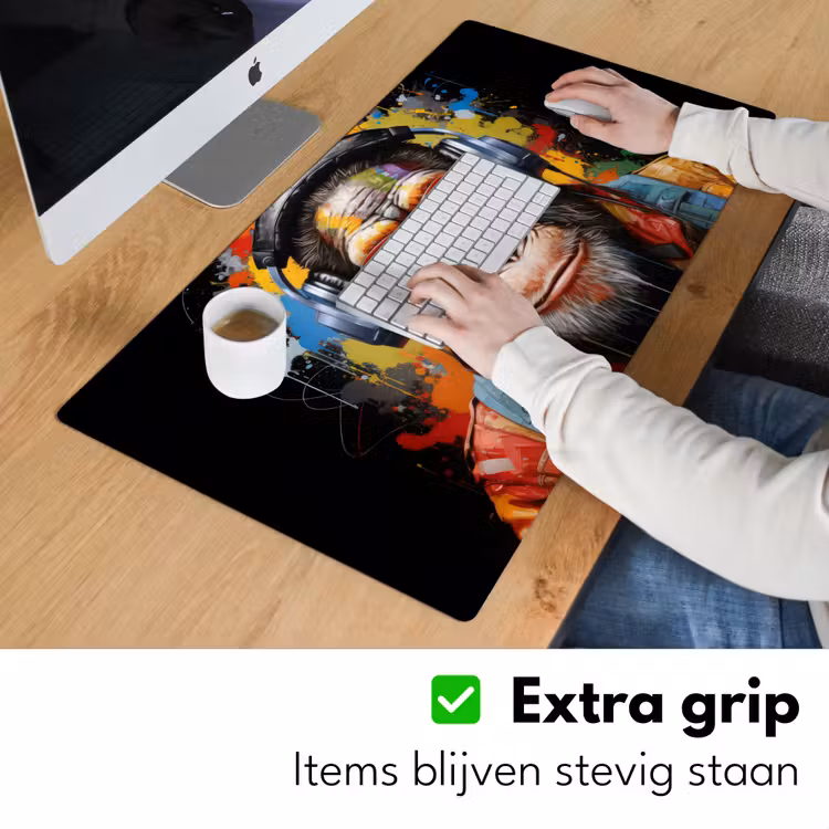 Bureau onderlegger - Chimpansee - Aap - dieren - Graffiti - Bril - Koptelefoon - Kleuren — 5