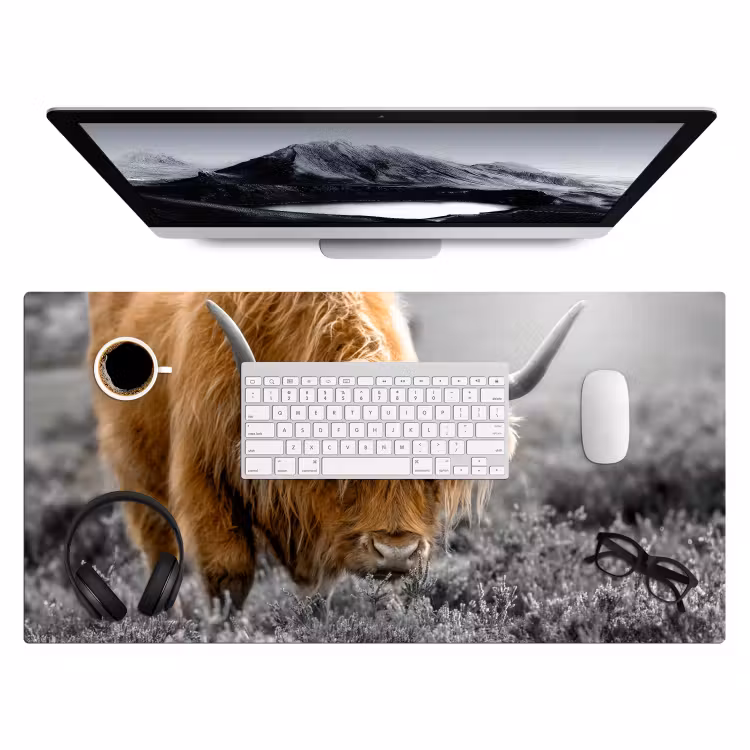 Bureau onderlegger - Schotse Hooglander - Dieren - Bruin - Koe - Zwart - Wit - Natuur — 3
