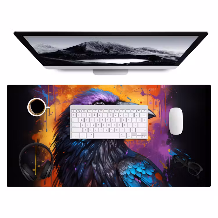 Bureau onderlegger - Vogel - Kraai - Graffiti - Zwart - Dieren — 3