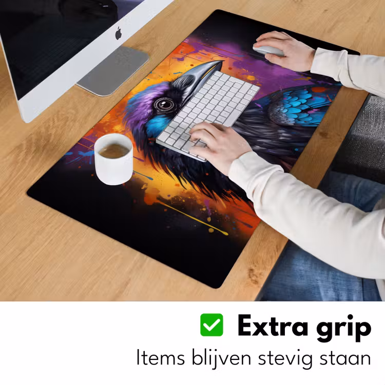 Bureau onderlegger - Vogel - Kraai - Graffiti - Zwart - Dieren — 5