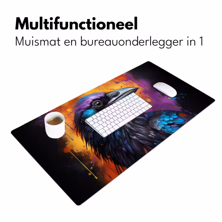 Bureau onderlegger - Vogel - Kraai - Graffiti - Zwart - Dieren — 6