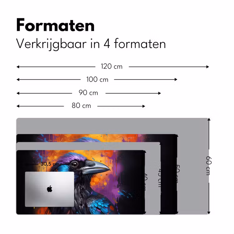 Bureau onderlegger - Vogel - Kraai - Graffiti - Zwart - Dieren — 7