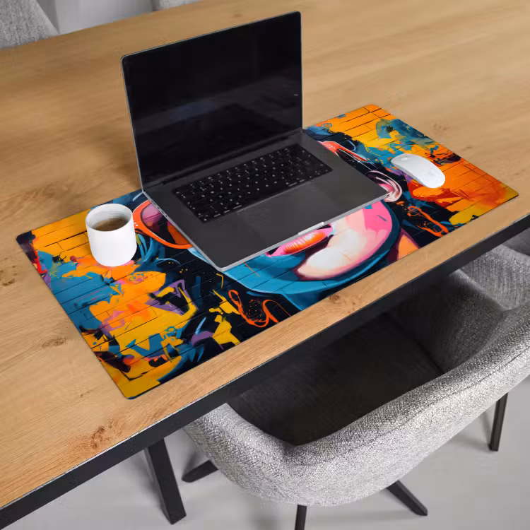 Bureau onderlegger - Vrouw - Bril - Kleuren - Graffiti — 2