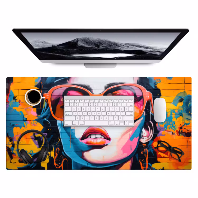 Bureau onderlegger - Vrouw - Bril - Kleuren - Graffiti — 3