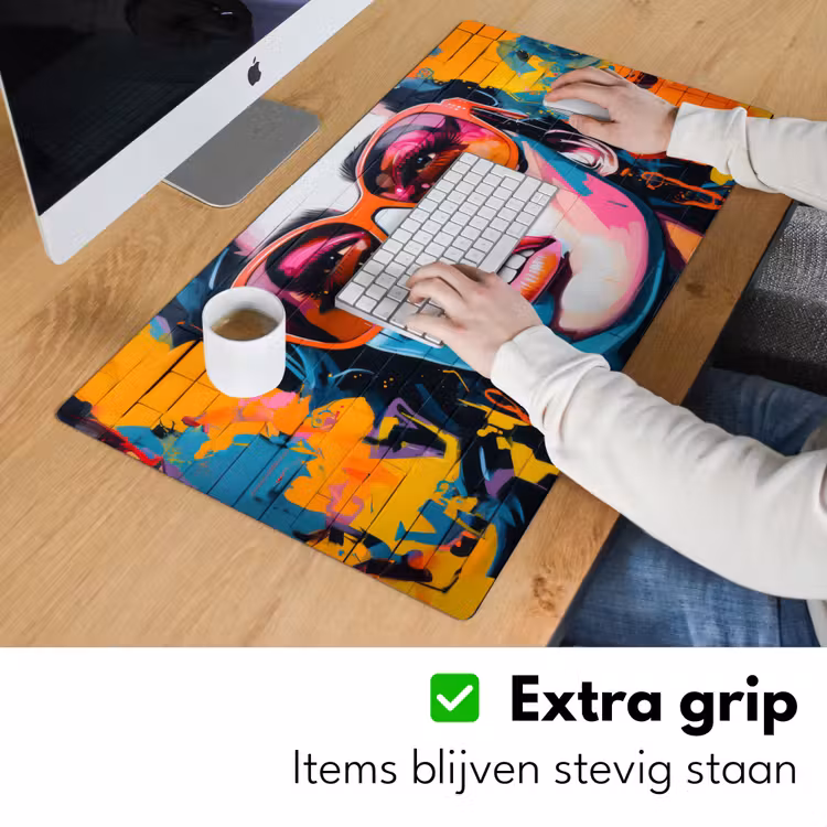 Bureau onderlegger - Vrouw - Bril - Kleuren - Graffiti — 5