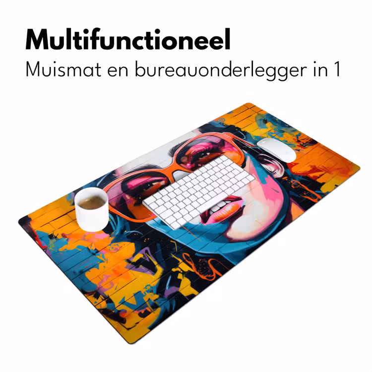 Bureau onderlegger - Vrouw - Bril - Kleuren - Graffiti — 6