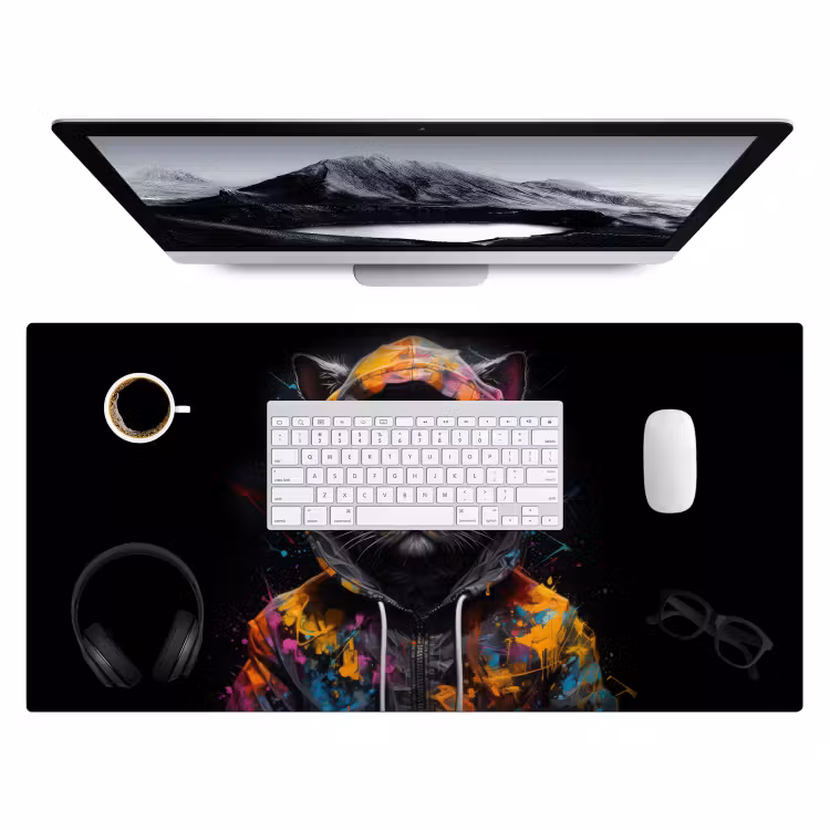 Bureau onderlegger - Kat - Jas - Graffiti - Bril - Zwart — 3