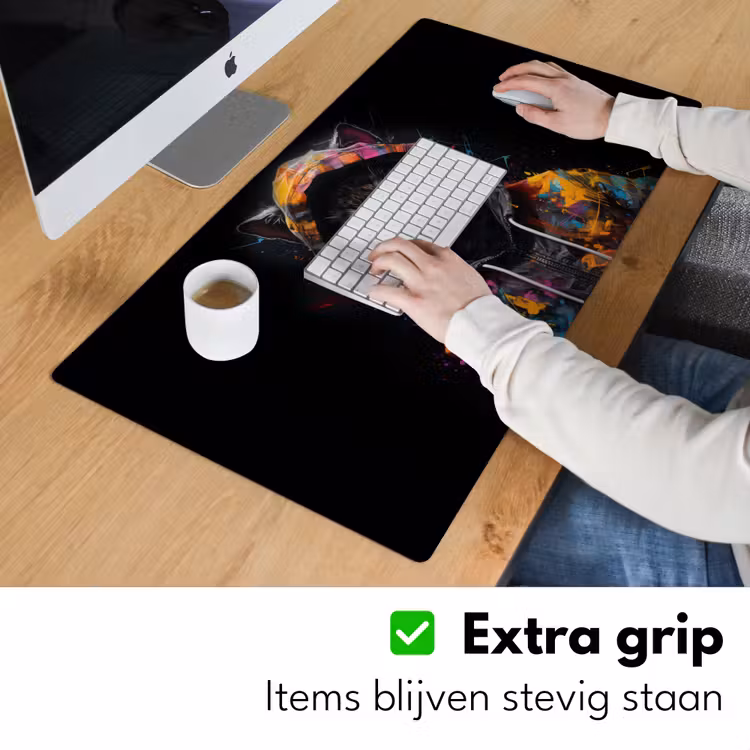 Bureau onderlegger - Kat - Jas - Graffiti - Bril - Zwart — 5
