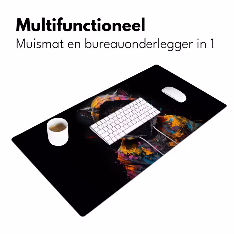 Bureau onderlegger - Kat - Jas - Graffiti - Bril - Zwart — 6