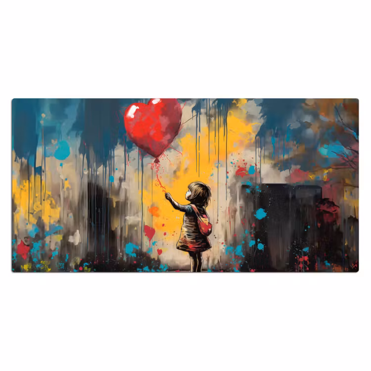 Bureau onderlegger - Meisje - Ballon - Hart - Graffiti — 1