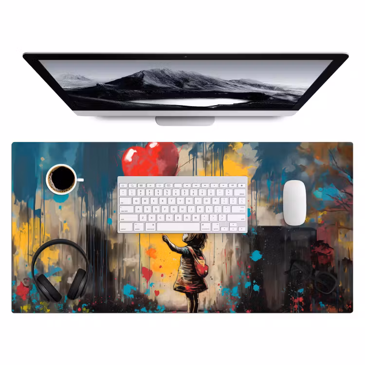 Bureau onderlegger - Meisje - Ballon - Hart - Graffiti — 3