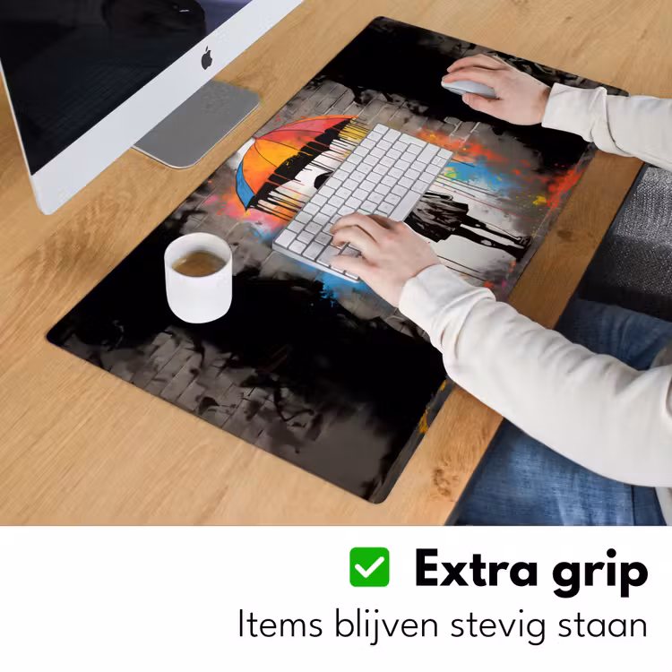 Bureau onderlegger - Meisje - Kunst - Paraplu - Graffiti - Kleuren - Muur — 5