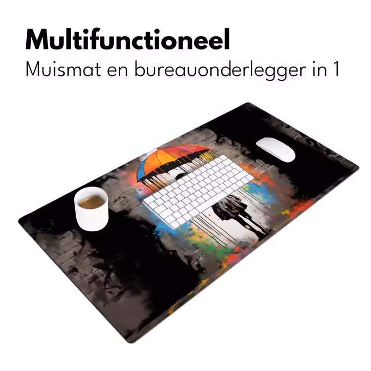 Bureau onderlegger - Meisje - Kunst - Paraplu - Graffiti - Kleuren - Muur — 6