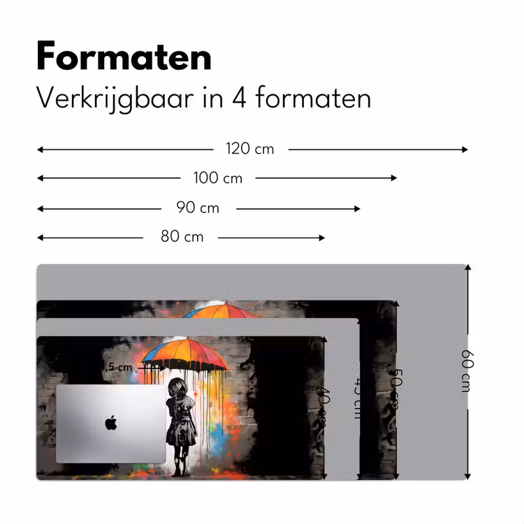 Bureau onderlegger - Meisje - Kunst - Paraplu - Graffiti - Kleuren - Muur — 7