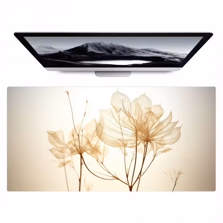 Bureau onderlegger - droogbloemen-beige-planten-wit — 1