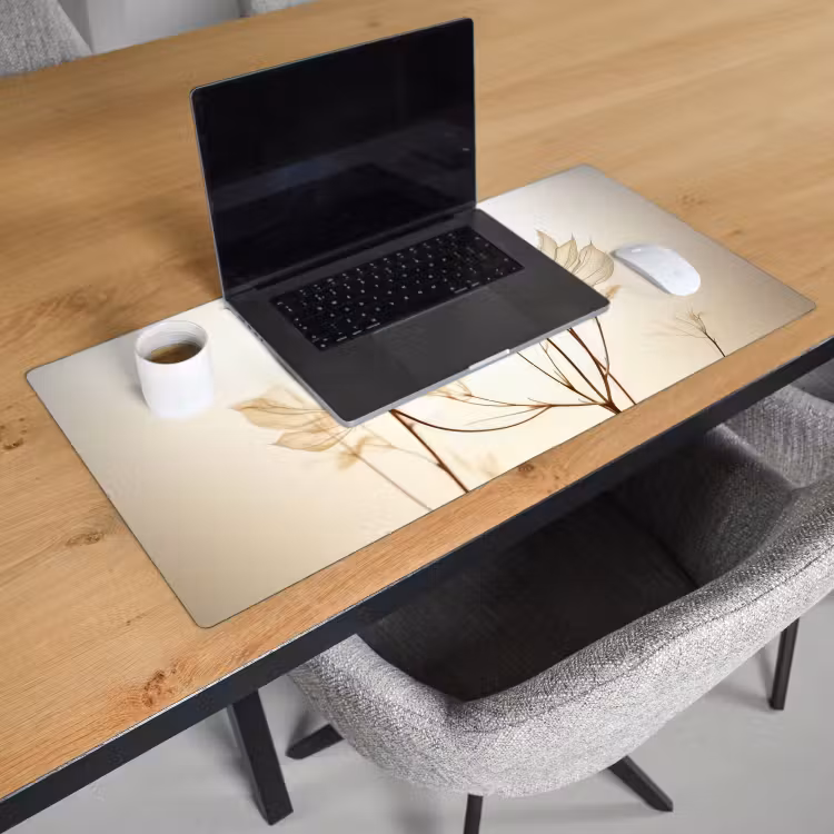 Bureau onderlegger - droogbloemen-beige-planten-wit — 3