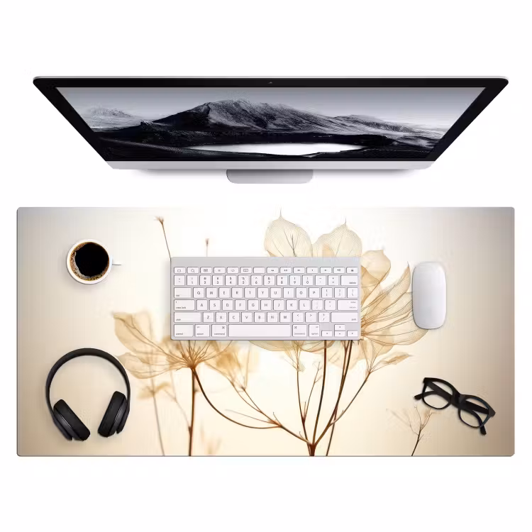 Bureau onderlegger - droogbloemen-beige-planten-wit — 4