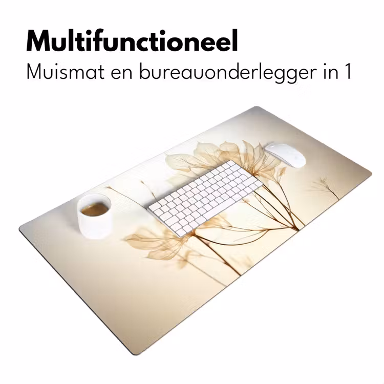Bureau onderlegger - droogbloemen-beige-planten-wit — 7