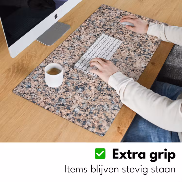 Bureau onderlegger - graniet-steen-patroon-design-bruin-grijs — 5