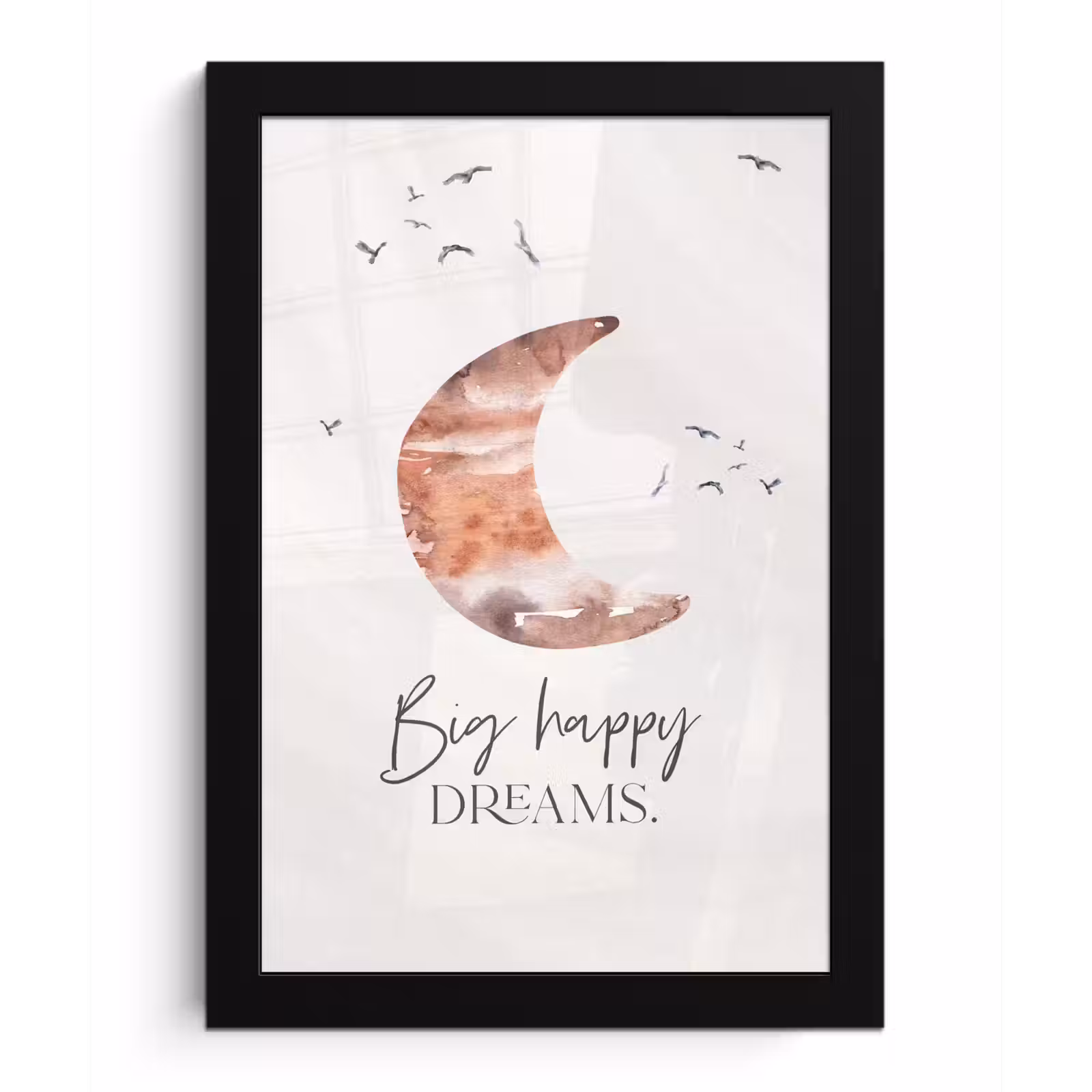 Poster met lijst - Kinderen - Spreuken - Big happy dreams - Jongens - Meisjes - Waterverf — 1