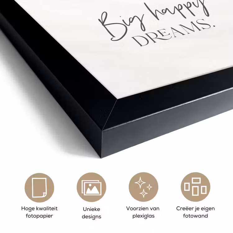 Poster met lijst - Kinderen - Spreuken - Big happy dreams - Jongens - Meisjes - Waterverf — 6